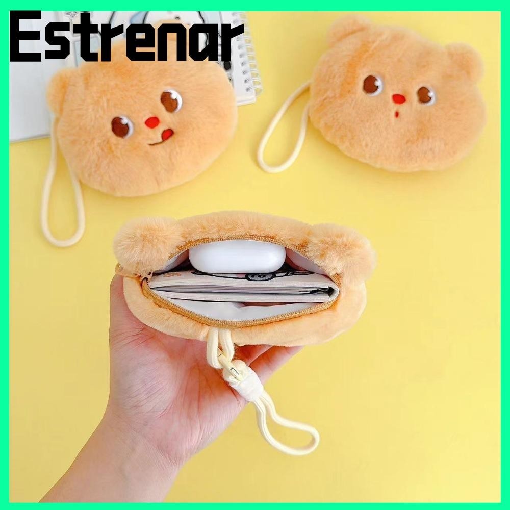 Estrenar กระเป๋าใส่เหรียญซิป,สร้างสรรค์นุ่มเนยหมี,น่ารักการ์ตูนตุ๊กตากระเป๋าพวงกุญแจของขวัญ