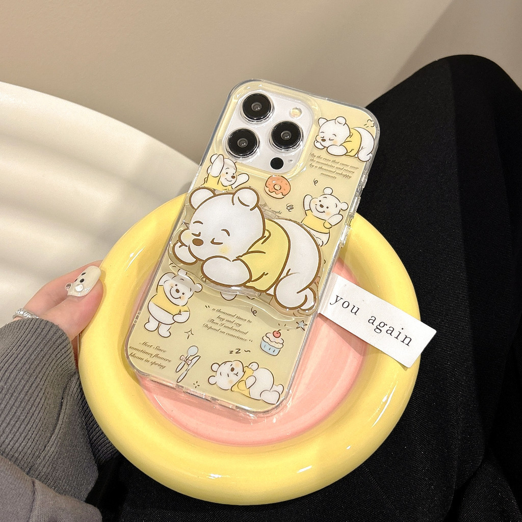 สองชั้น IMD- Winnie the Pooh เหมาะสําหรับเคสมือถือ Apple iPhone 12 Promax 13 Promax 78 Plus 14 Promax 15 Pro การ์ตูนน่ารักเคสป้องกัน
