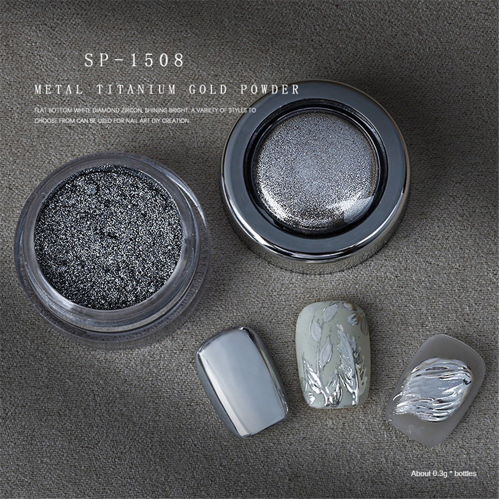 [ซื้อ 1 แถม 2]high-gloss Metallic titanium gold Powder fine shining nail art magic mirror Powder Silver - รูปที่ 3