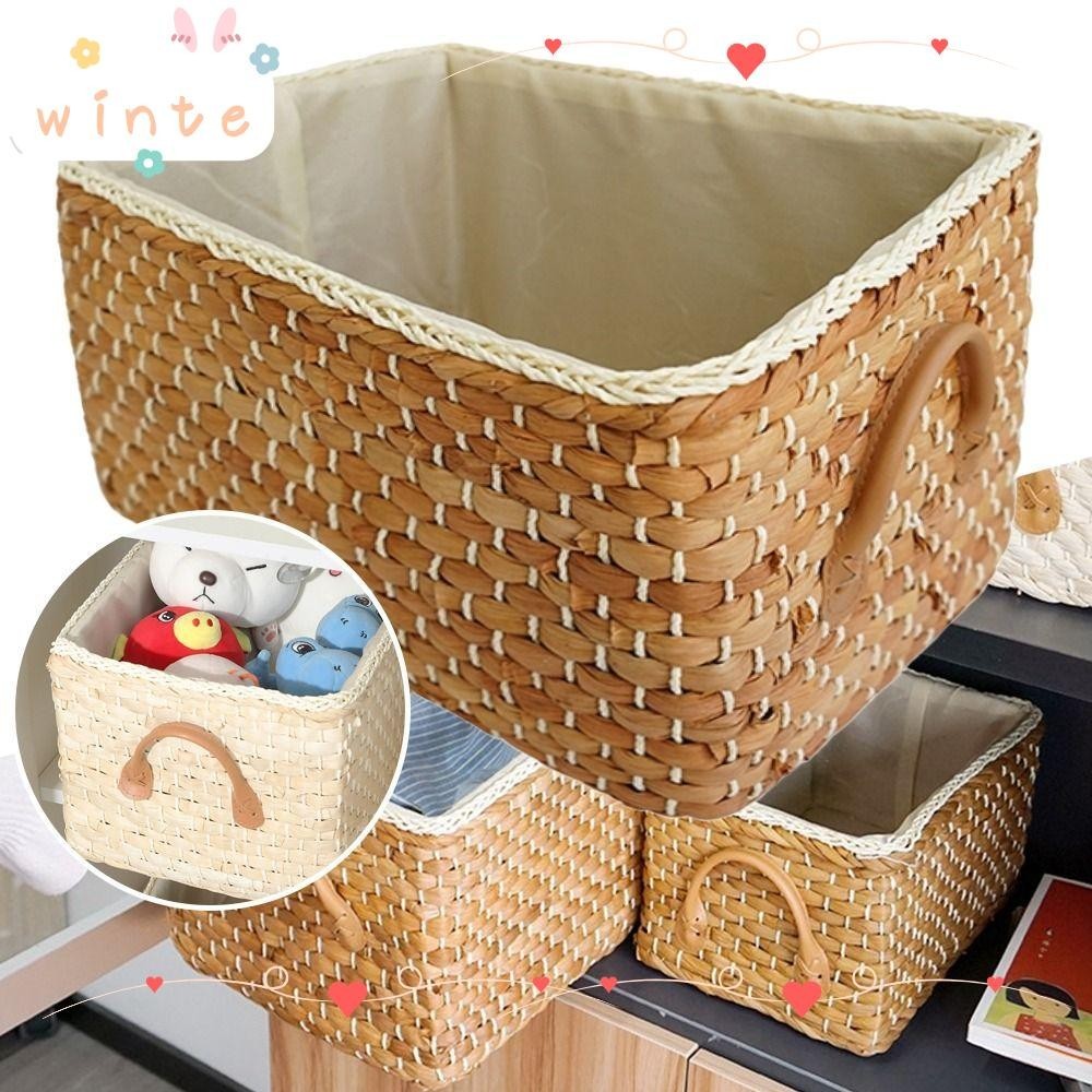 Winte 1 ชิ้นตะกร้าเก็บ, ห้องครัวคอนเทนเนอร์ตะกร้าหวาย,หวายทอ Nautral สี่เหลี่ยม Seagrass Bins