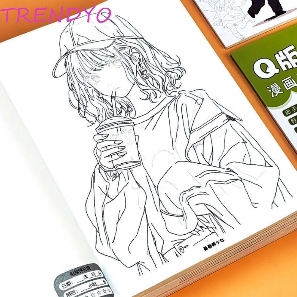 Trendyo Manga Sketching Tutorial, Novice Zero Basic Anime Sketch Comics Line Draft Book, Professional Tracing Drawing Practice Anime Hand Drawn Book School