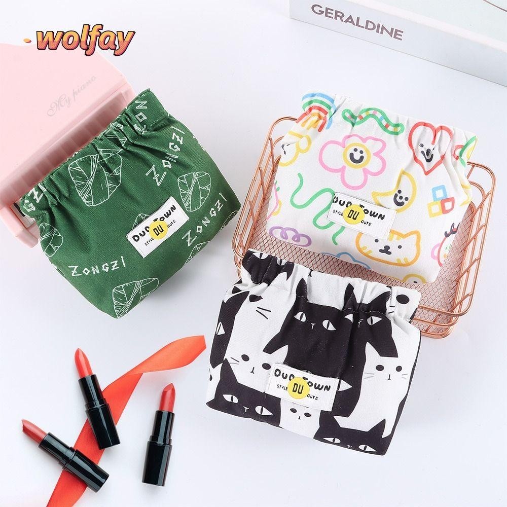 Wolfay Money Bag กระเป๋าเครื่องสําอาง Sherapnel อัตโนมัติแบบนุ่ม กระเป๋าใส่เหรียญพิมพ์ลายแฟชั่น