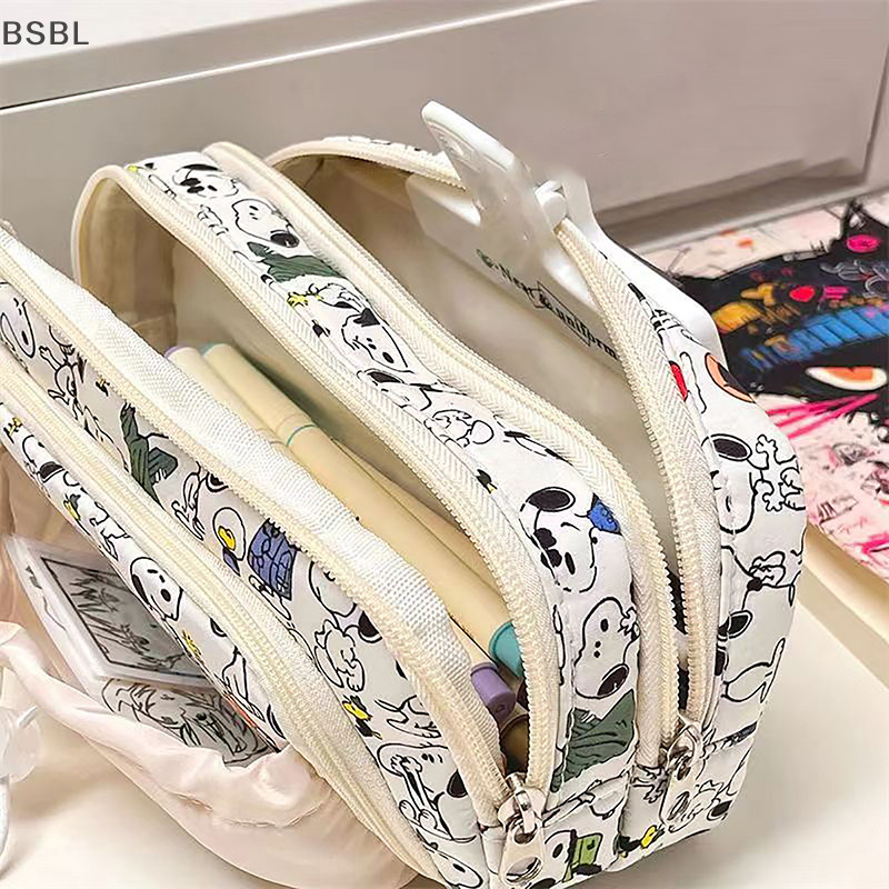 Bsbl เด็ก Kawaii กล่องปากกา Snoopy ดินสอ Drawstring การ์ตูนปากกากระเป๋าขนาดใหญ่ความจุผู้หญิงนักเรียนโรงเรียนเครื่องเขียน BL