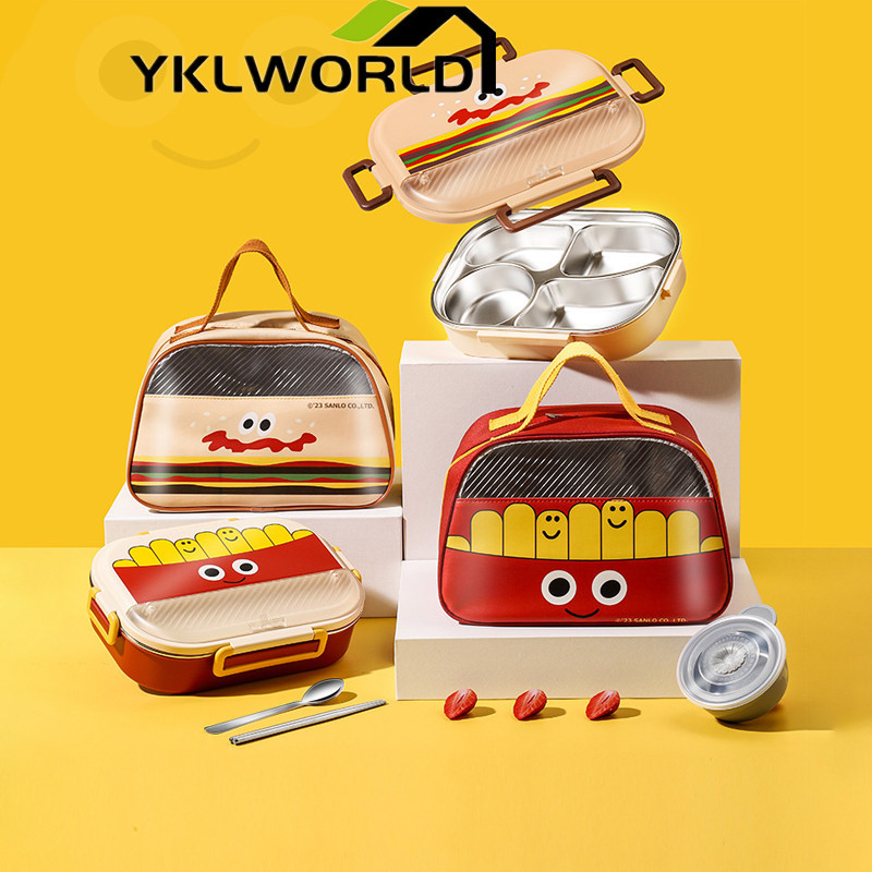 YKLWORLD เข้าไมโครเวฟได้ กนักเรียน ล่องข้าว พร้อมชุดอาหาร Lunch box ปิ่นโตใส่อาหาร กล่องข้าวพร้อมกระเป๋า กล่องข้าวเก็บอุณหภูมิ ปิ่นโต สเตนเลส