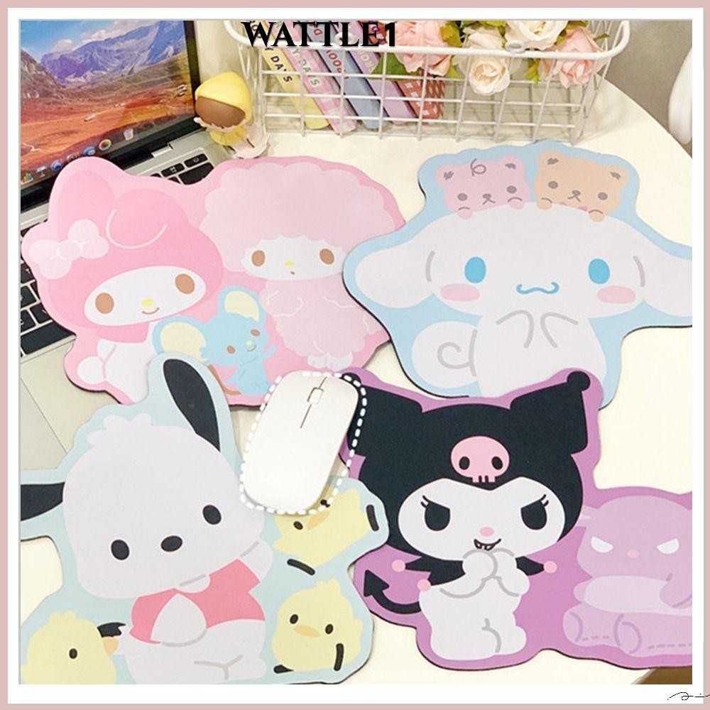 แผ่นรองเมาส์ WTTLE, ที่วางข้อมือ Hello Kitty Sanrio Cinnamoroll Kuromi, แผ่นรองข้อมือ Kawaii กันลื่นยาง