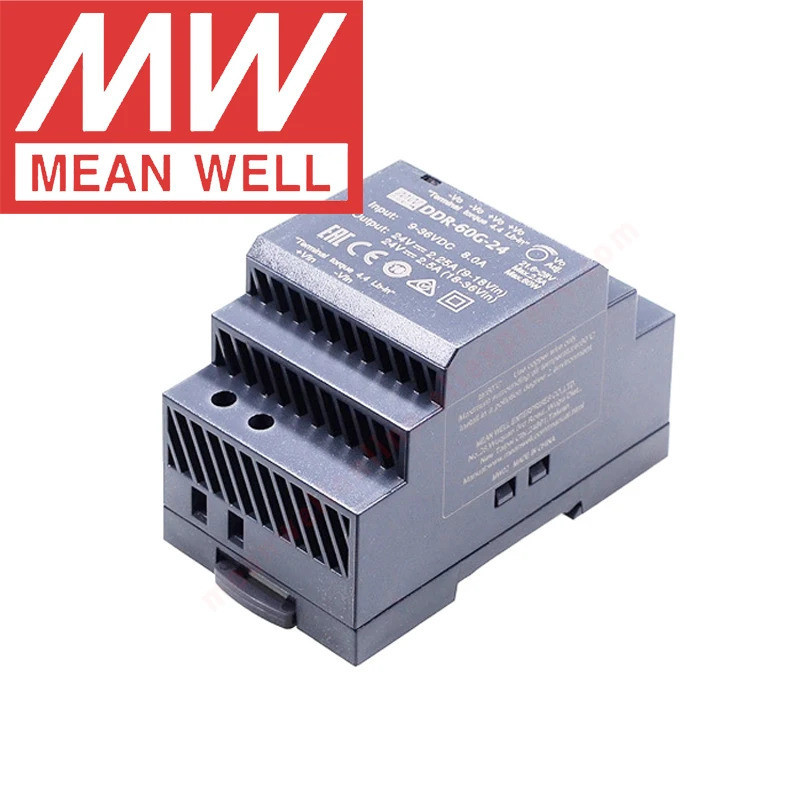 Original Mean Well DDR-60G-12 Din Rail ประเภท DC-DC Converter หมายถึงwell 12 V/5A/60W DC to DC Power