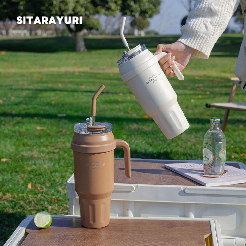 แก้วเก็บความเย็น SITARAYURI  หูจับข้างแก้วแข็งแรง เก็บเครื่องดื่มเย็นหรือร้อนได้ สแตนเลส 304 ขนาด 1200ml , 1400ml