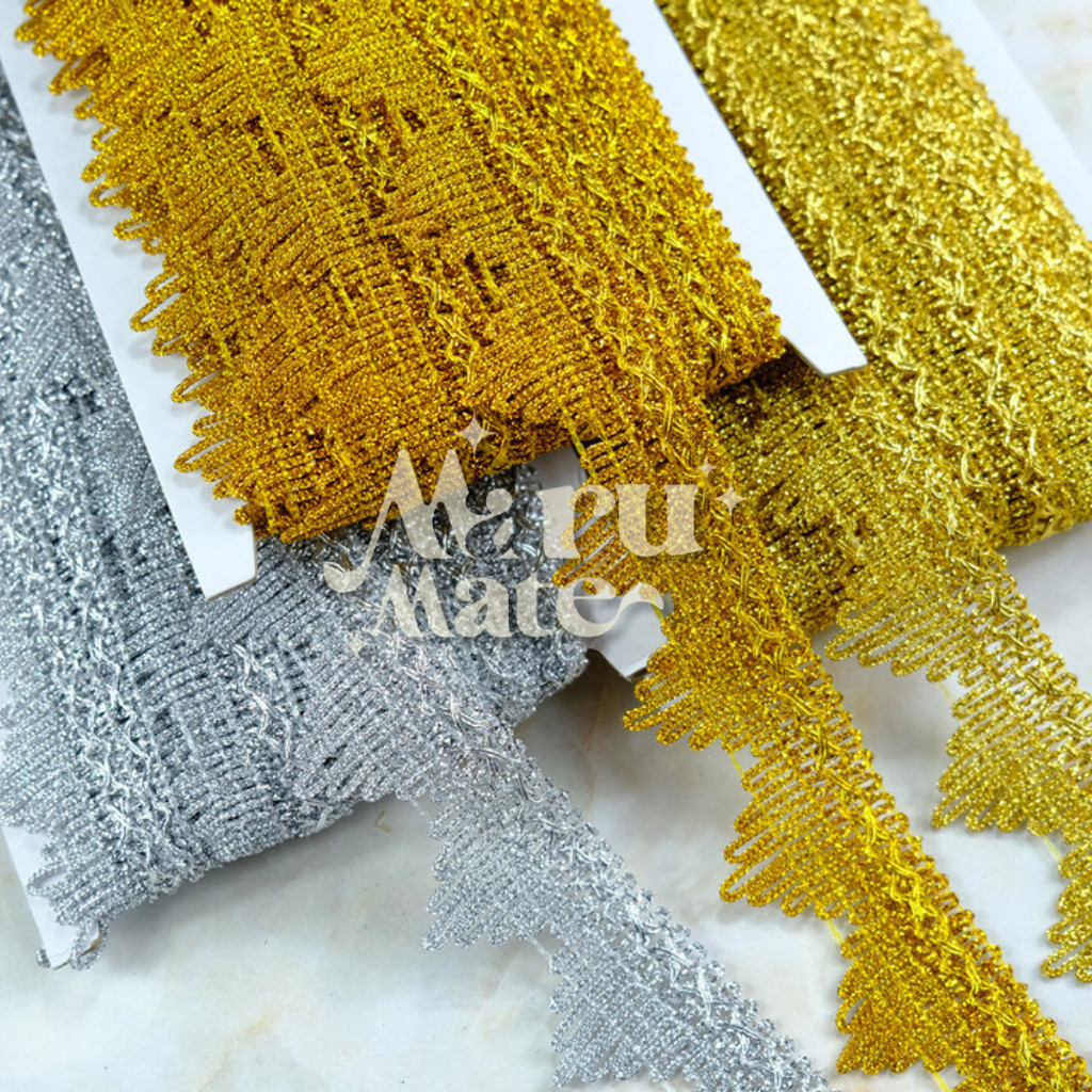 ดิ้น ดิ้นทอง No.008 (แพ็ก 14 หลา) ลูกไม้ ลูกไม้ กว้าง 40 มม. แต่งพานพุ่ม ตกแต่งเสื้อผ้า งานฝีมือ DIY - รูปที่ 2