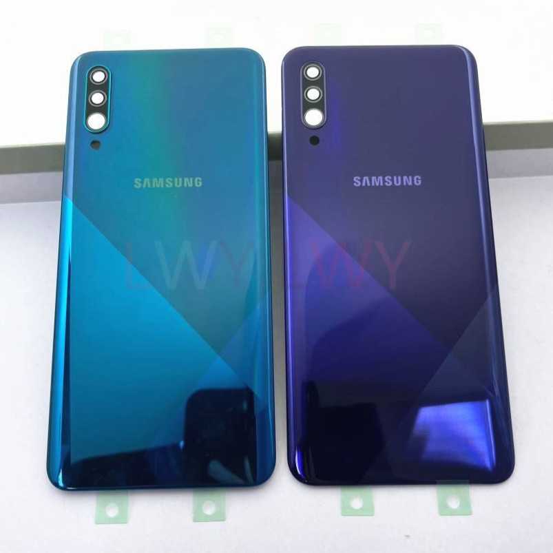 สําหรับ Samsung Galaxy A30S A307 แบตเตอรี่ฝาหลังแชสซีพลาสติกด้านหลังประตูเปลี่ยนกาวเลนส์กล้อง