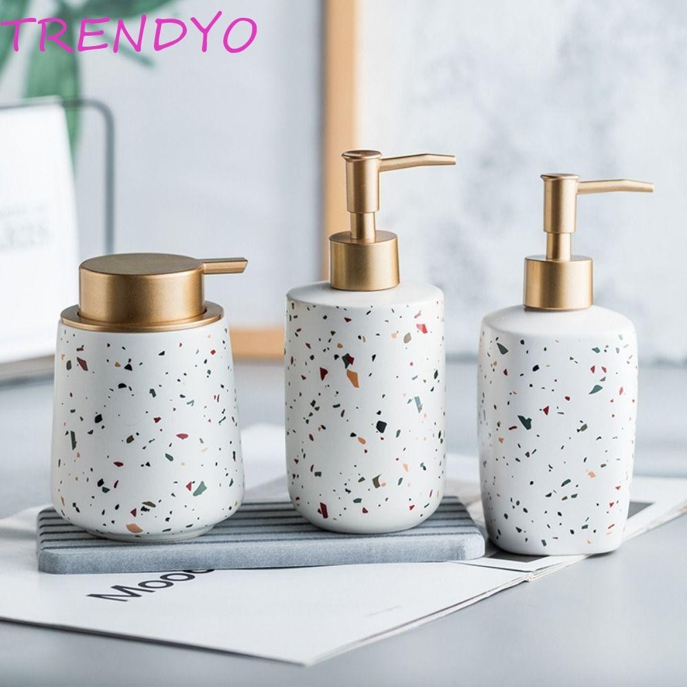 Trendyo เครื่องจ่ายน้ํายาสบู่เซรามิก, เครื่องจ่ายล้างมือที่ทนทานรีฟิล, ภาชนะเก็บแชมพูสร้างสรรค์วินเทจมัลติฟังก์ชั่นที่ทันสมัย, เจลอาบน้ํา