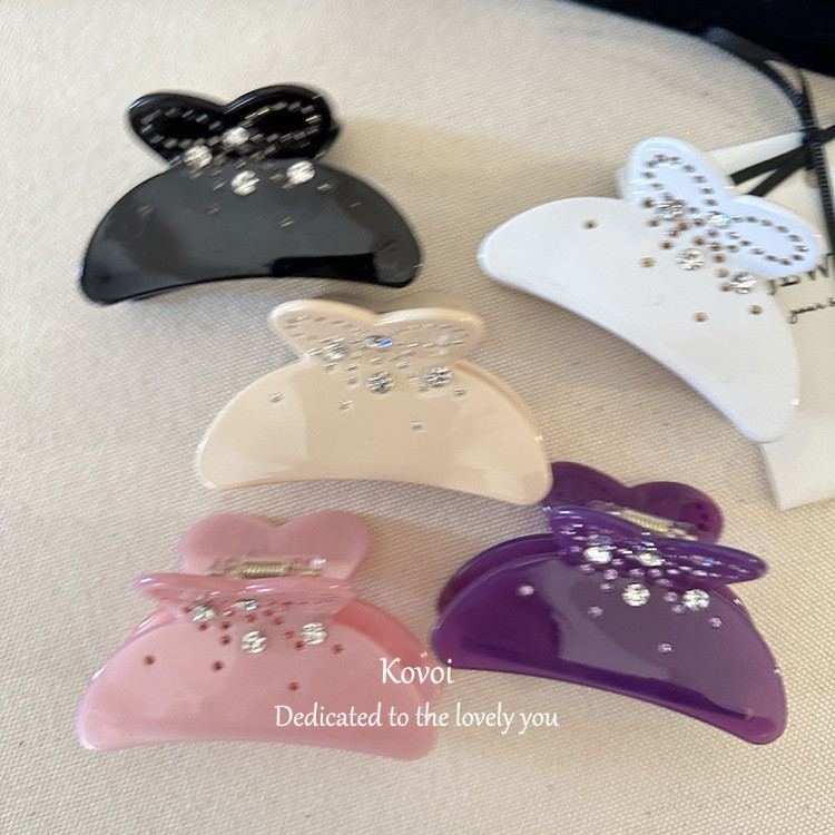 Kovoi/nishe Design Diamond Bow Half-Tie คว้าคลิปหญิงเกาหลีรุ่น Acetate Texture Medium Shark คลิปหางม้าคลิปอุปกรณ์เสริมผม