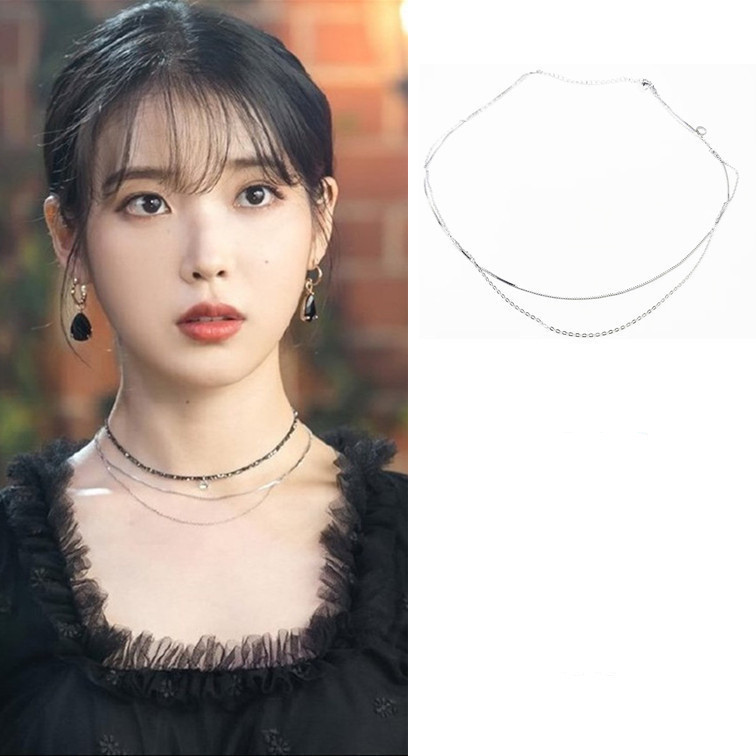 IU ใหม่ของ Li Zhien สไตล์เดียวกันของ Druna Hotel เครื่องประดับสร้อยคอโซ่คอปก Itaewon
