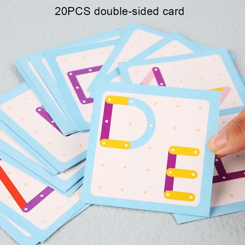 GeeToy Montessori เด็กสร้างสรรค์ของเล่นกราฟิกเรขาคณิตตัวอักษร Pegboard ปริศนาไม้จิ๊กซอว์การ์ดสองด้านของเล่นเพื่อการศึกษาสําหรับเด็กของขวัญ - รูปที่ 4