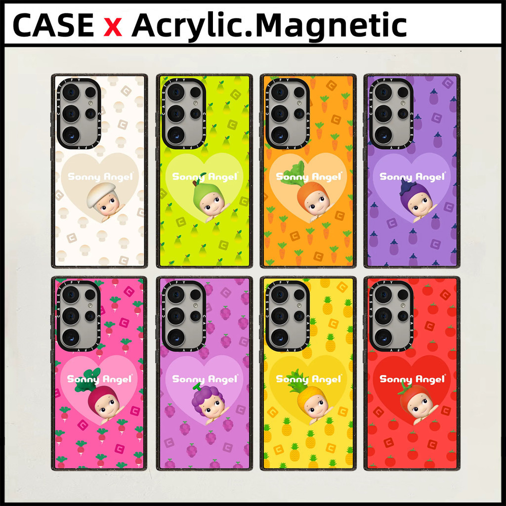 Samsung Galaxy S24 Ultra Plus S22 S23 Ultra เคสโทรศัพท์แกะสลัก CASETiFY Sonny AngelEnergizing ผักผลไม้พลังดึงดูดแม่เหล็กอะคริลิคปลอกกันกระแทกฝาครอบป้องกัน