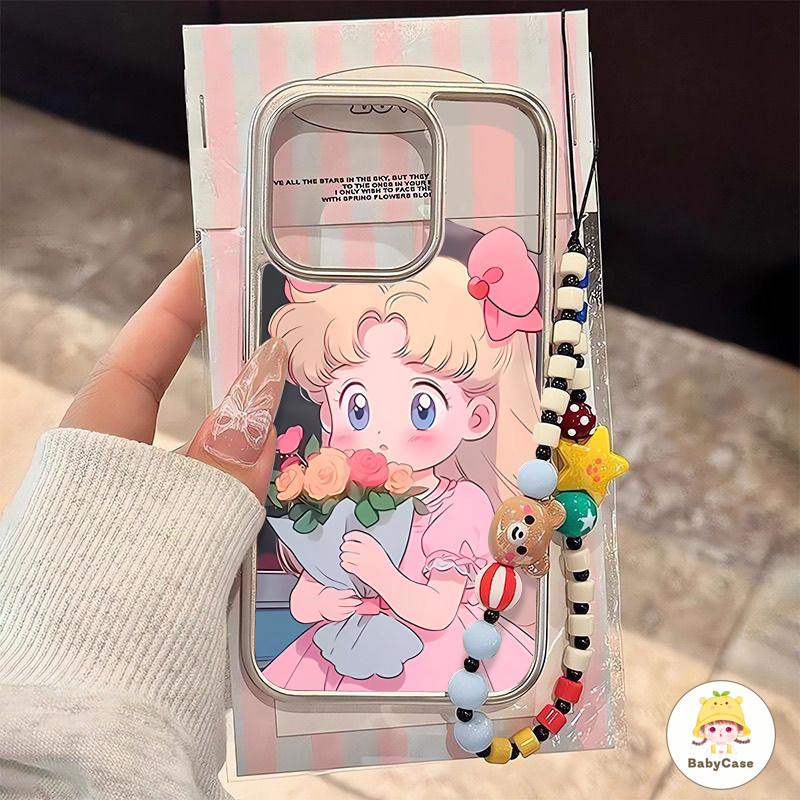เก็บดอกไม้เจ้าหญิงผู้น่ารักสาวสวย สร้อยข้อมือกรอบไฟฟ้า เคสIPhone 11 13 15 14 12 Pro Max 7 15 8 Plus XS XR X MAX SE 2020