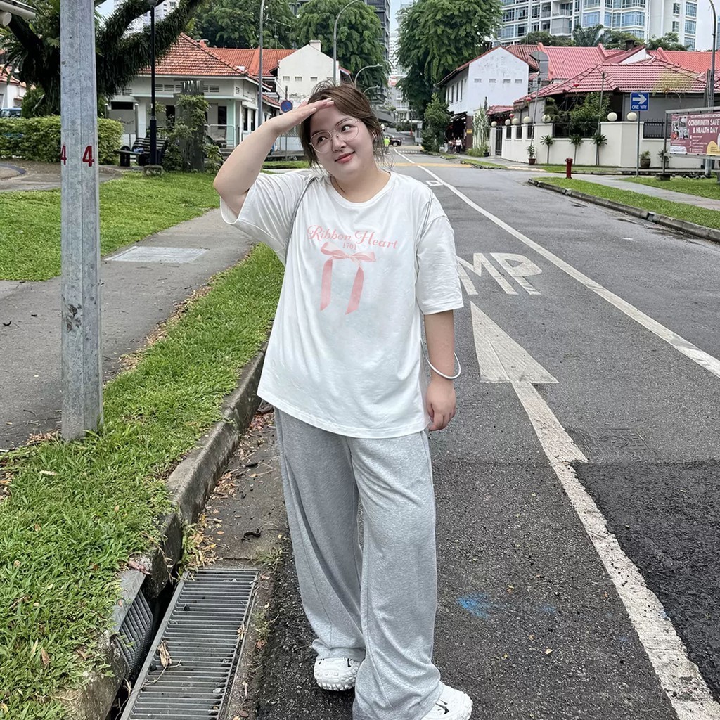 TeddyTee ขายดี เสื้อยืด สาวอวบ oversize ผ้าคอตตอน สำหรับสาวอวบ พรางหุ่น ผ้าฝ้ายนุ่มมาก ไซส์ใหญ่ เสื้อน่ารัก ลายRibbon ราคา ถูกที่สุด ดีลบีเคเค แกลเลอรีภาพที่ 3