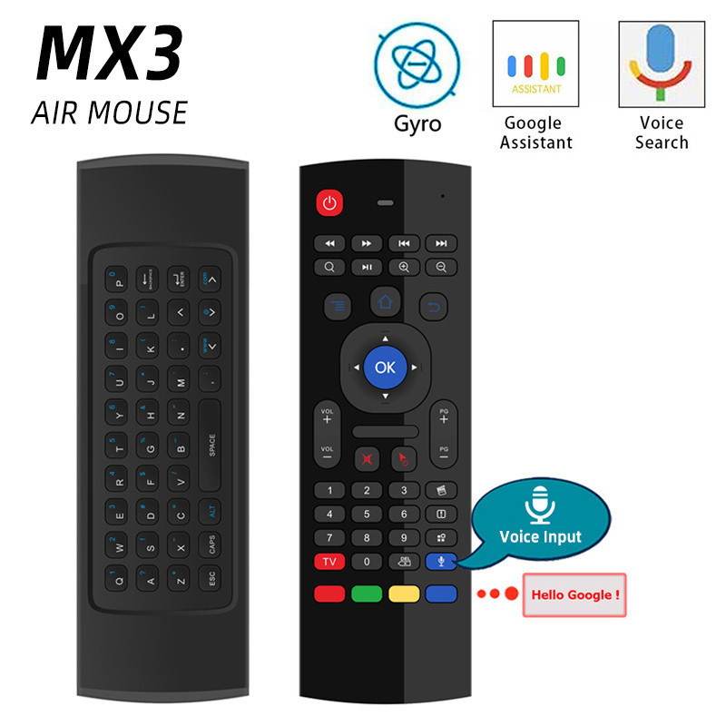 MX3 MX3-L Backlit Air Mouse Universal Smart Voice รีโมทคอนโทรล 2.4G RF คีย์บอร์ดไร้สายสําหรับ Andro