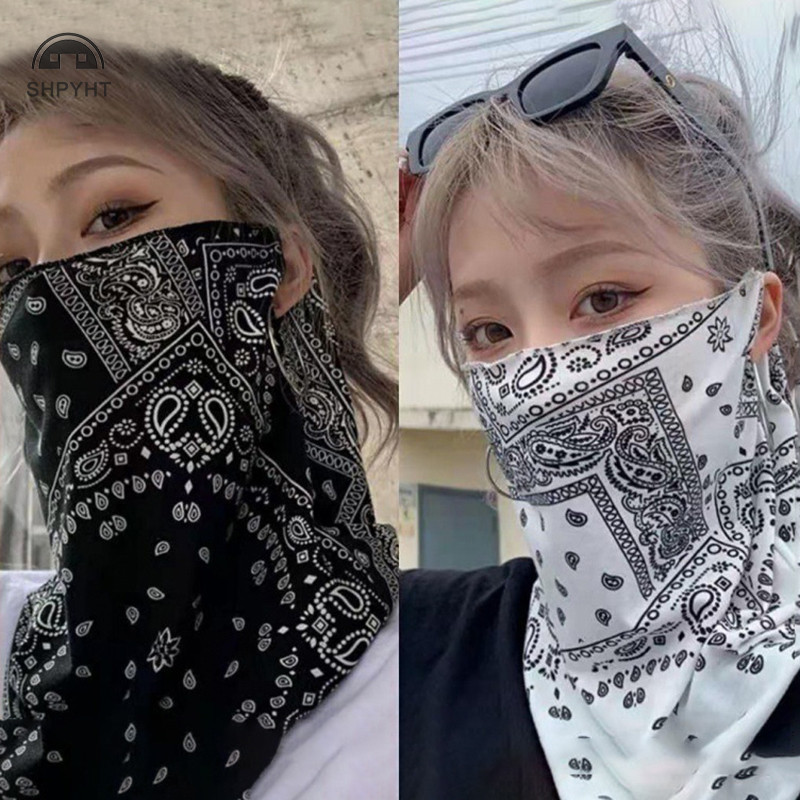 SHPYHT หน้ากากผ้าไหมน้ําแข็งกันแดด UV ครึ่งหน้า พร้อมหู สําหรับขับรถ ฤดูร้อน ผู้ชาย/ผู้หญิง