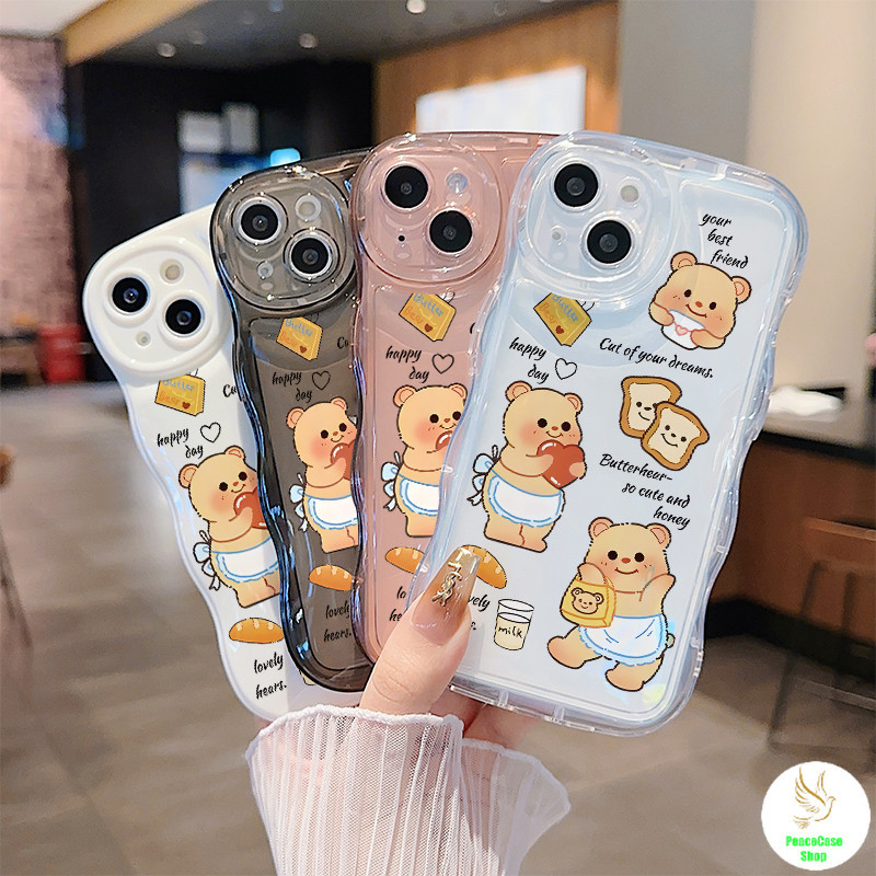 COD-ในไทย เคส หมีเนยน่ารัก สนุกกับการทำขนมปัง สําหรับiPhone 7 8 X 11 12 13 14 15 TPU เปลือกเบาะลมคลื่น รุ่นสำหรับคู่รัก