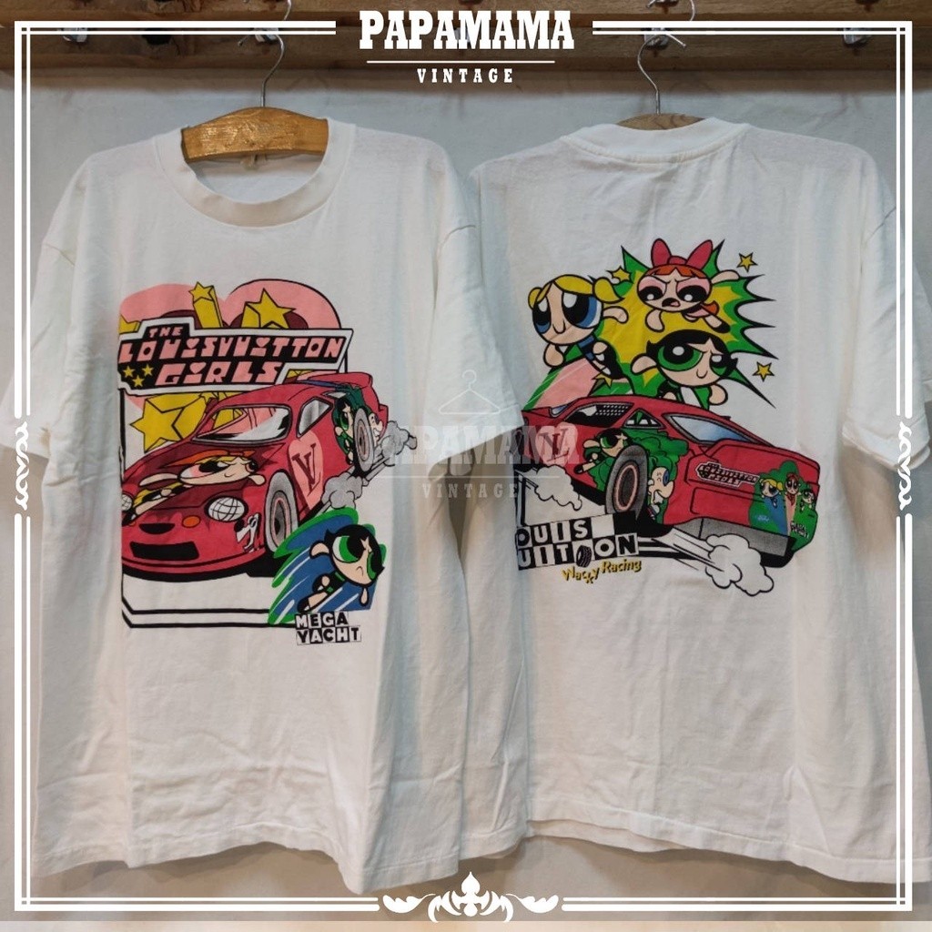 [ The P0werPuff Girl ] The L0UIS VUiTT0N Girl เสื้อการ์ตูน เสื้อวินเทจ papamama vintageS-5XL
