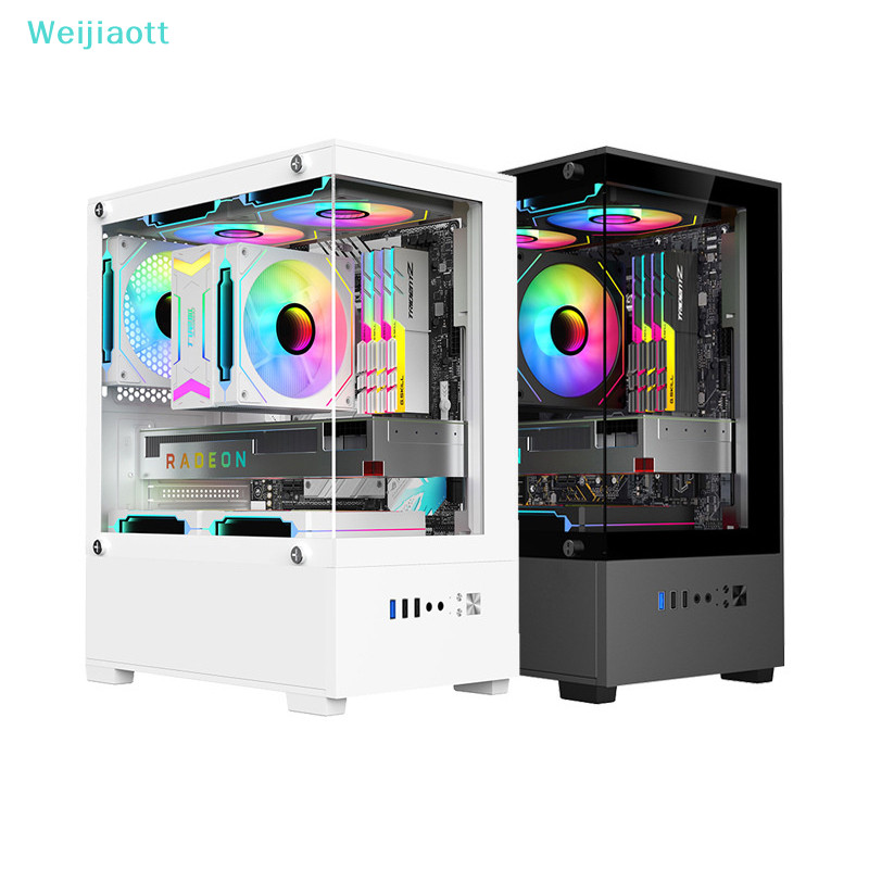 [Weijiaott] โปร่งใสเดสก์ท็อป PC กรณีคอมพิวเตอร์ Tower สําหรับ M-ATX ITX เมนบอร์ด 240 มม.พัดลม 3.5 นิ้ว Hard Disc ขยายฐาน 2.5 มม. SSD ผู้ถือ AO
