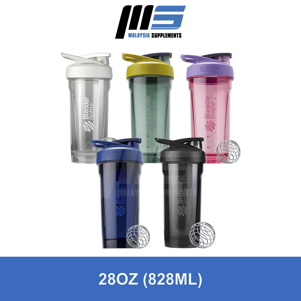 Blenderbottle Strada Tritan (28oz) - 828ML, BPA Phathlate Free, กันกลิ่น, เครื่องปั่นฐานโค้งมน