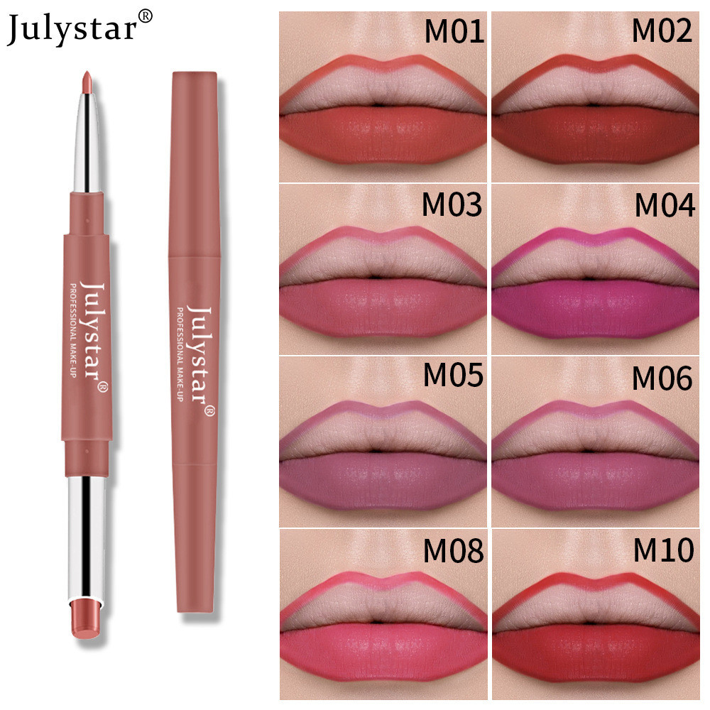Julystar ปากกาลิปสติก แบบสองหัว ไม่จางหาย สไตล์ยุโรป และสหรัฐอเมริกา