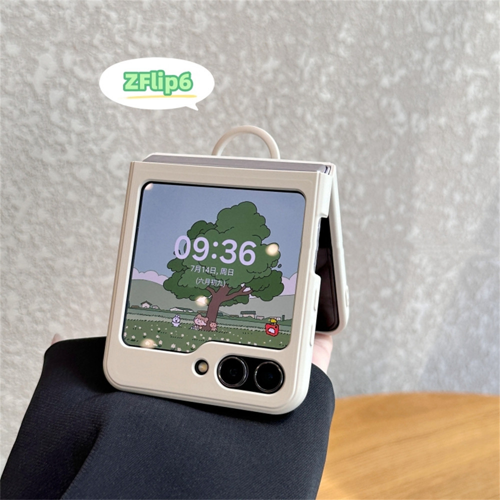 Luken เกาหลีน่ารัก Soild สีแหวนนิ้วมือสําหรับ Samsung Galaxy Z FLIP 6 สําหรับ Z FLIP 5/4/3 OPPO ค้นหา N3 N2 FLIP ซิลิโคนเหลวกันกระแทก