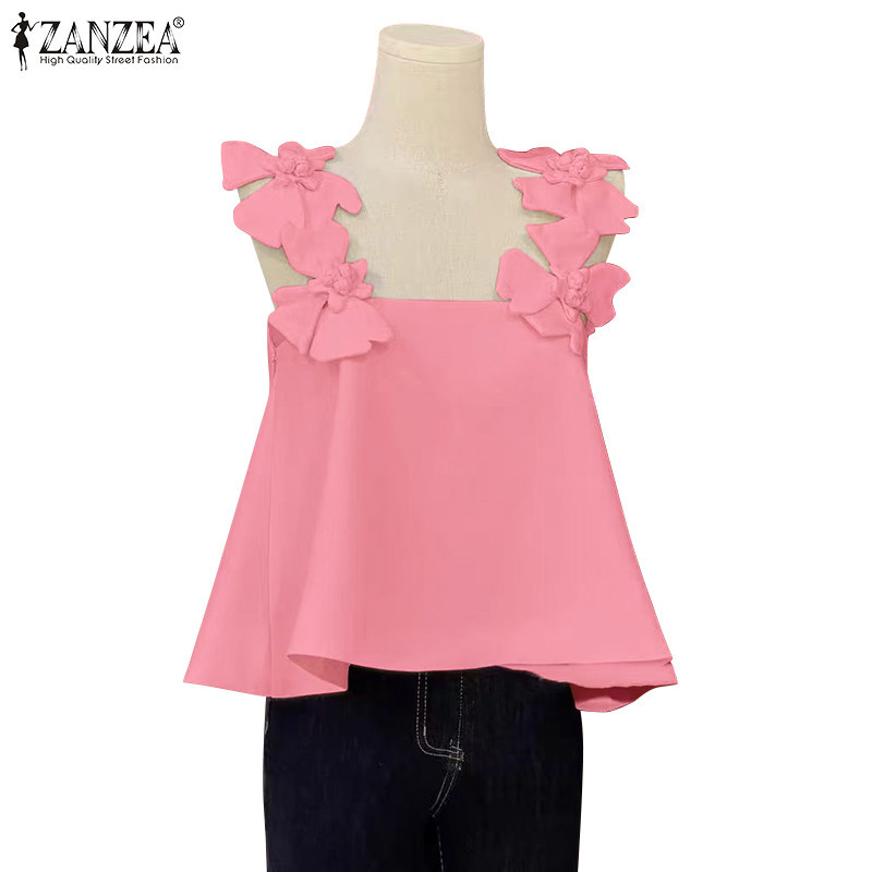 Zanzea เสื้อกล้ามลายดอกไม้ทรงเอลําลองสไตล์เกาหลีสําหรับผู้หญิง