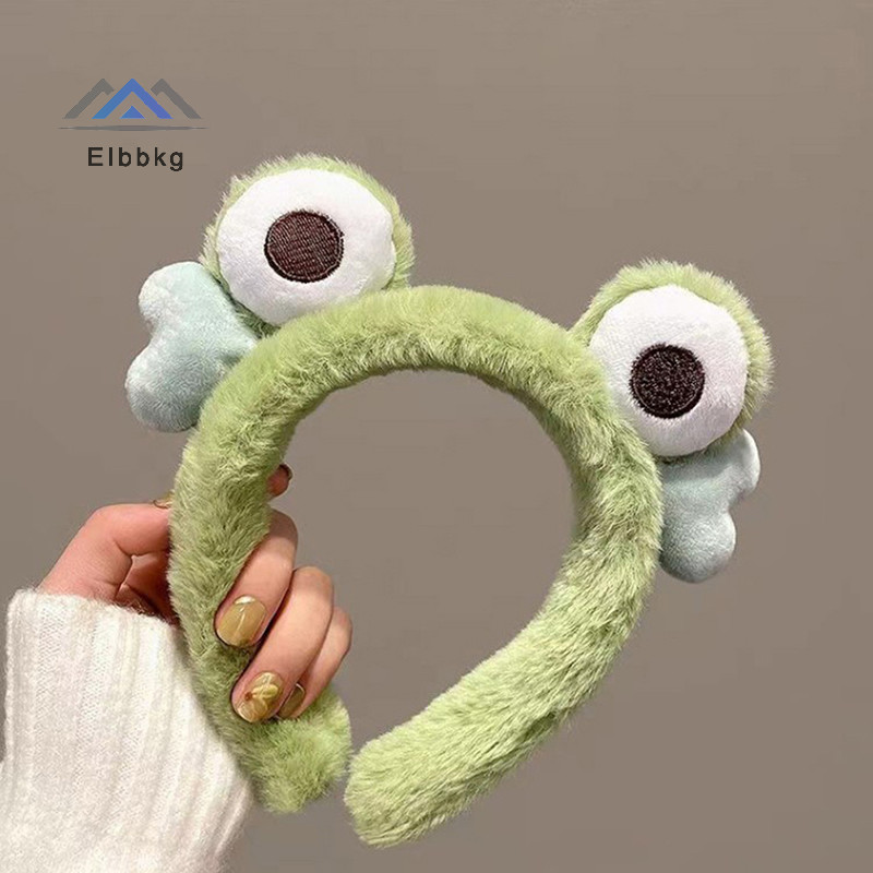 Eibbkg น่ารักกบตา s Soft Plush ห่อสําหรับผู้หญิงล้างหน้าแต่งหน้ายางรัดผมยืดหยุ่น Headwrap อุปกรณ์เสริมผมลดราคา