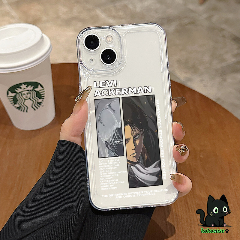 ใช้ได้ IPHONE 11 12 13 14 15 PRO MAX 6 7 8 14 15 PLUS X XS XR Attack on Titan กรณีโทรศัพท์มือถือโปร่งใสของ Leawell Shock