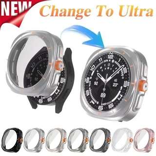 เปลี่ยนเคส Ultra สําหรับ Samsung Galaxy Watch 7 6 40 มม.44 มม.อัพเกรด Galaxy Watch Ultra 47 มม.กระจกนิรภัยป้องกันหน้าจอ