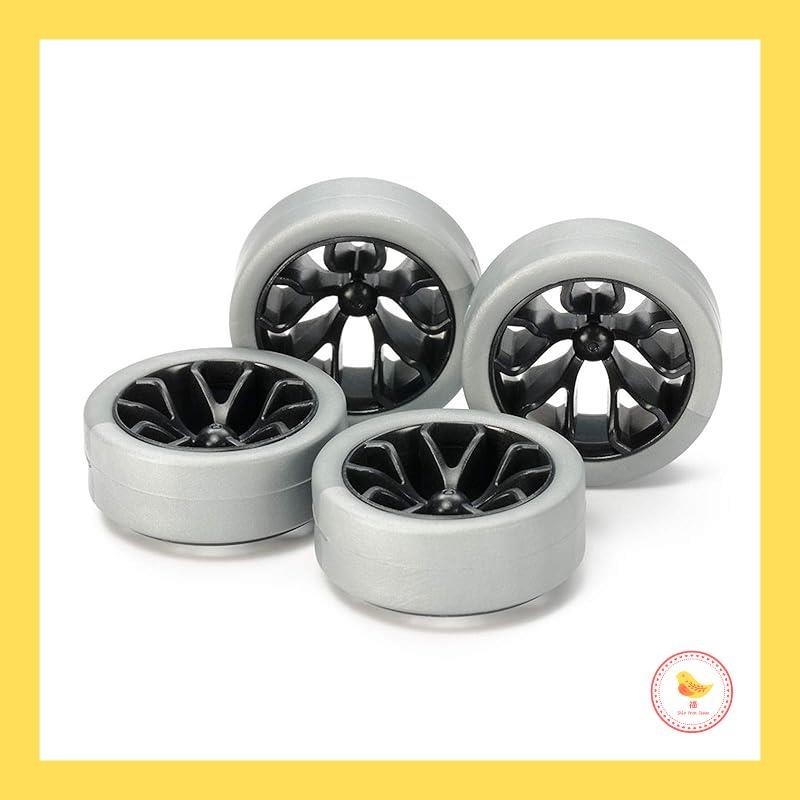 Tamiya Mini 4WD Special Edition Hard Low Height Tire (Silver) & Carbon Reinforced Wheel (Y-Spoke) 95