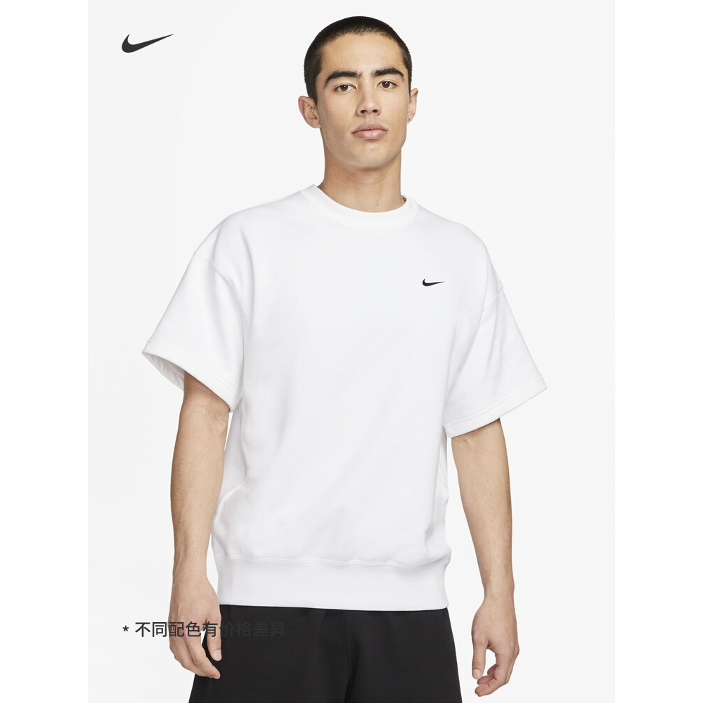 [พร้อมส่ง]Nike Nike Official Men's French Terry Short Sleeve ชีฟอง ไซส์ใหญ่ สวยๆ สีขาว คอกลม เซ็กซี่