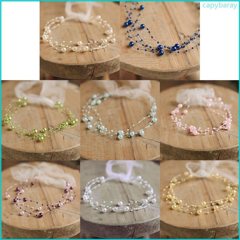 Cpy Princess Baby Photoshoots Headdress อุปกรณ์ถ่ายภาพทารกแรกเกิดที่คาดผมมุก