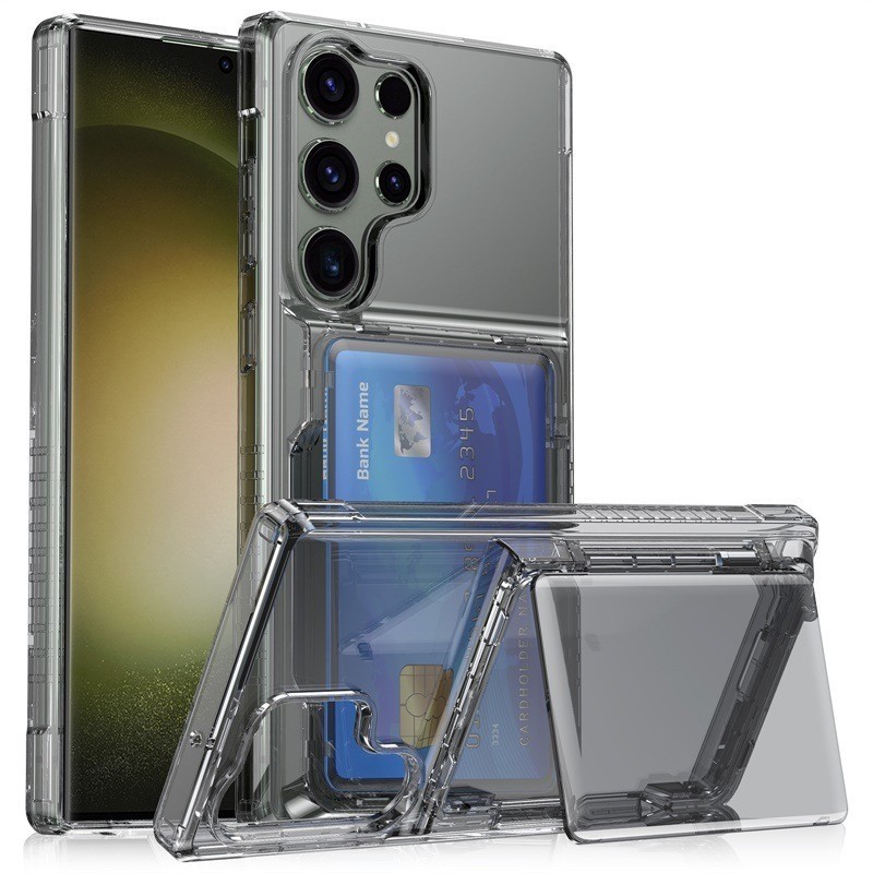 เคส Samsung Galaxy S22 S23 S24 Ultra Plus TPU กันกระแทก ใส่บัตร หลายใบ ฝาเปิด ฝาพับ ใส หลังแข็ง พลาสติก ตั้งได้ ของแท้