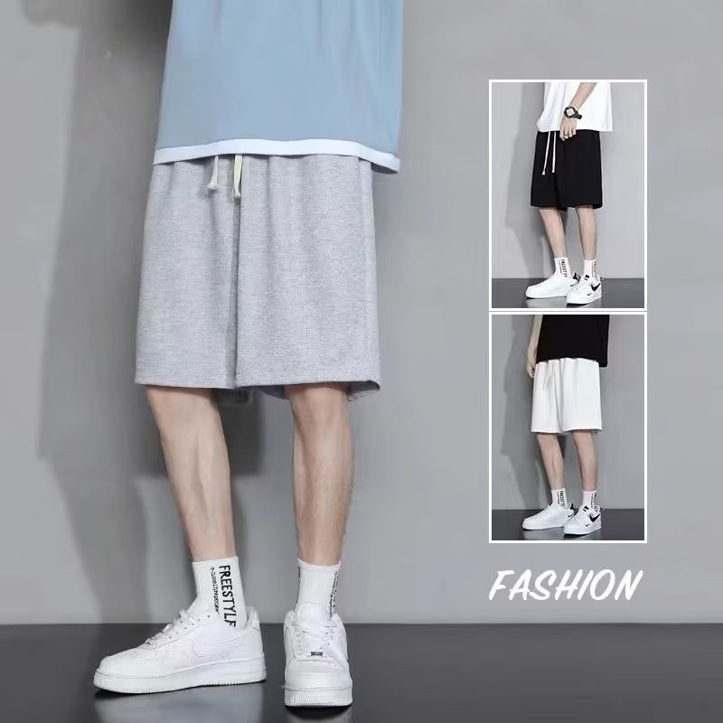 ผู้ชายฤดูร้อนใหม่สไตล์ฮ่องกงสีทึบกางเกงขาสั้นกีฬาดูดซับเหงื่อ