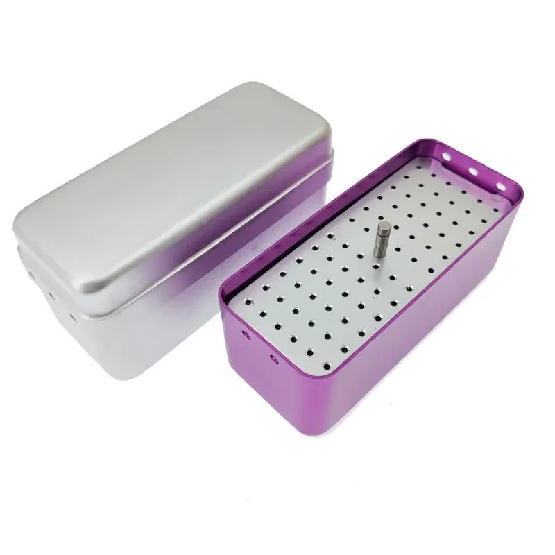 1pcs อลูมิเนียมทันตกรรมกล่องฆ่าเชื้อ Autoclave ฆ่าเชื้อกรณีแฟ้ม 72 หลุมสําหรับทันตแพทย์ทําความสะอาดขาตั้ง Autoclave