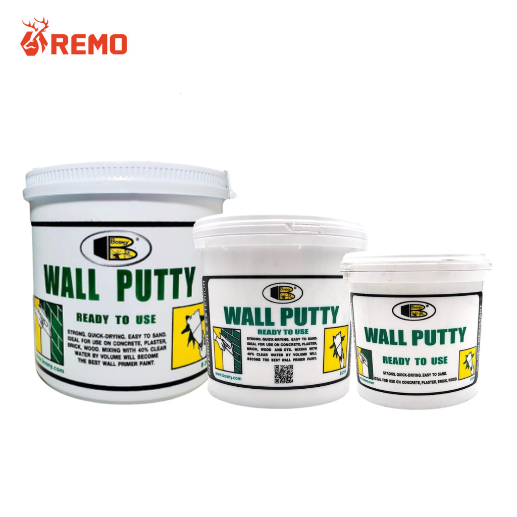 Bosny Wall Putty สีโป้วผนัง สีโป้ว ซ่อมผนัง ซ่อมรอยแตกร้าว ขนาด 0.5 kg, 1.5 kg, 5 kg