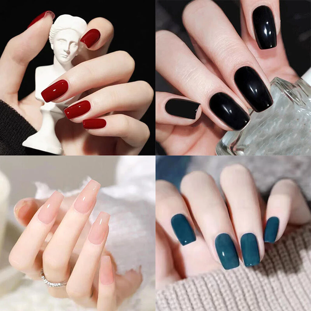 PPHOO✨#CF เล็บปลอม เล็บมือ ยาวกลาง สีสวย แฟชั่นสีเล็บ