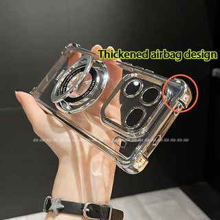 iQOO Z11X Z9 Z9X Z10 15 15R 13 12 Neo 10 5G เคส iQOO Z9 Turbo ใสวุ้นกันกระแทกเคสพร้อมตัวป้องกันเลนส์กล้องที่ยึดแม่เหล็กสําหรับโทรศัพท์มือถือ เคสโทรศัพท์ไฟฟ้าหรูหราโปร่งใส