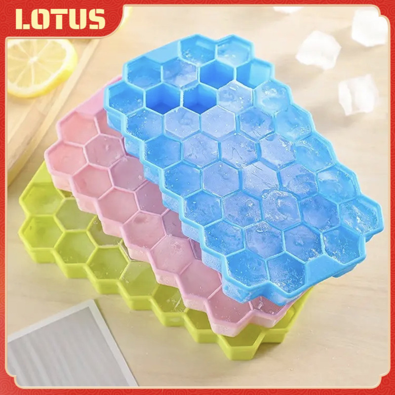 แม่พิมพ์ทำน้ำแข็ง ที่ทำน้ำแข็งซิลิโคน บล็อคน้ำแข็ง 37 ช่อง พร้อมฝาปิด ICE-รังผึ้ง