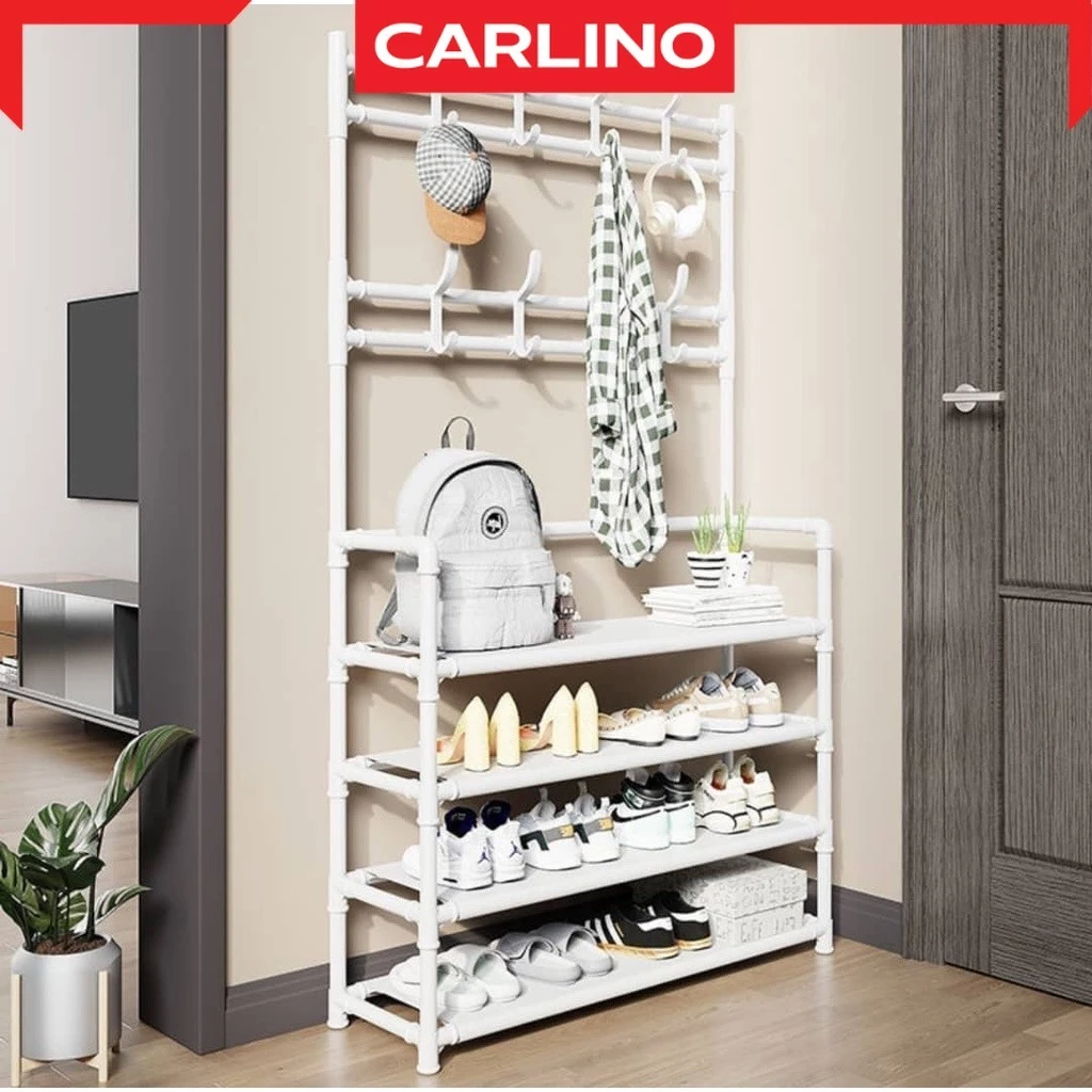 ลดล้างสต็อค!! Hemnes Rack ราวพร้อมตะขอแขวนเสื้อ, กระเป๋าสะพาย  ,หมวก + ชั้นวางรองเท้า4/5 ชั้น พร้อมผ้า Non woven กันน้ำ thumbnail 4