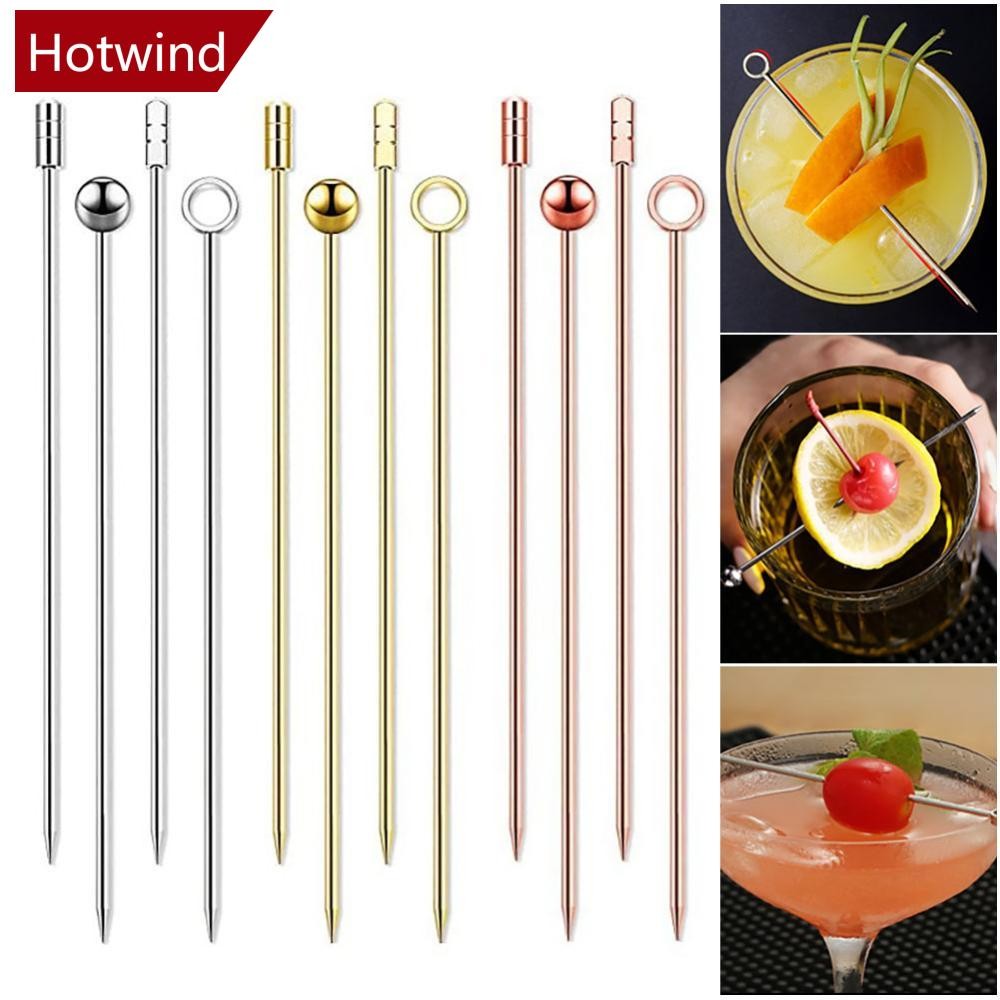 HWD3 ชิ้นสแตนเลสค็อกเทล Picks Martini ผลไม้ Stick Swizzle Sticks บาร์เครื่องครัวสําหรับงานแต่งงาน P7X4
