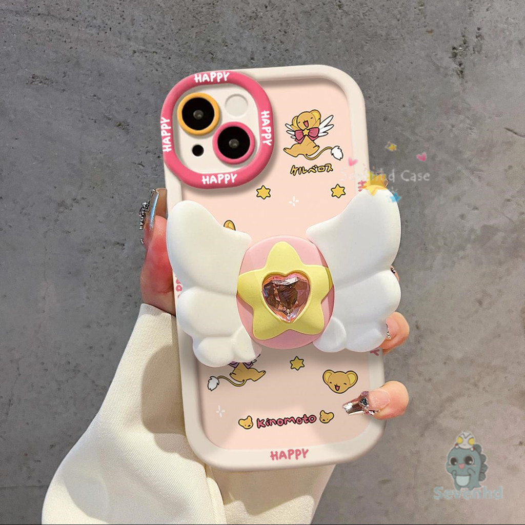 น่ารักการ์ตูนอะนิเมะcerberusเคสโทรศัพท์แองเจิลปีกสําหรับiphone 11 15 12 13 14 Pro Max X Xr Xs 8 7 6 Plus SE 2020 ป้องกันกรณีซิลิโคนกันกระแทกนุ่มปกหลัง