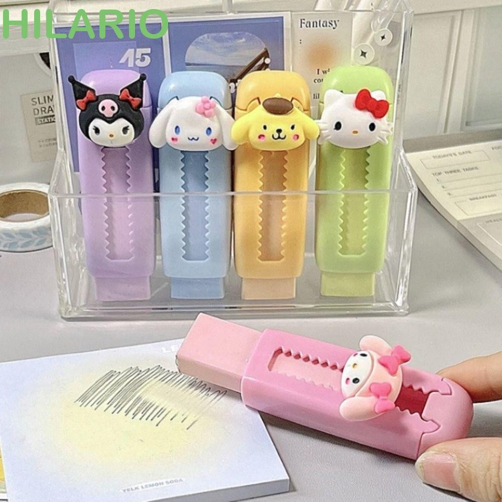 Hilario Push Pull Eraser, น่ารักเช็ดยางลบแบบพับเก็บได้,แบบพกพา Kuromi Cinnamoroll Traceless ดินสอยางของขวัญ