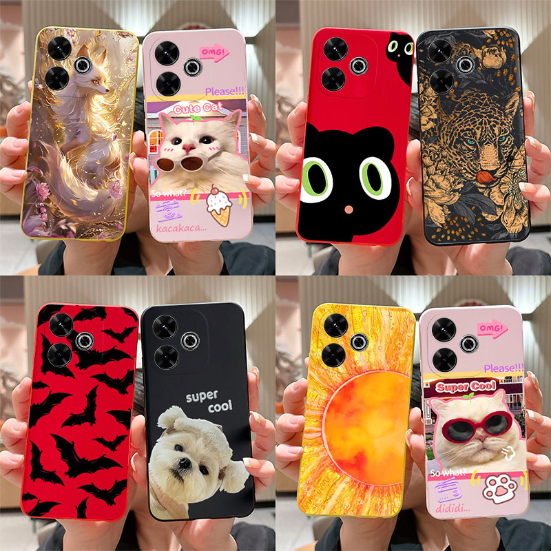 สําหรับ Xiaomi redmi 13 กรณีใหม่ 2024 น่ารักการ์ตูน Cat Fox ทาสี Soft Slim Silicon สําหรับ Redmi13 redmi 13 4G เคสโทรศัพท์