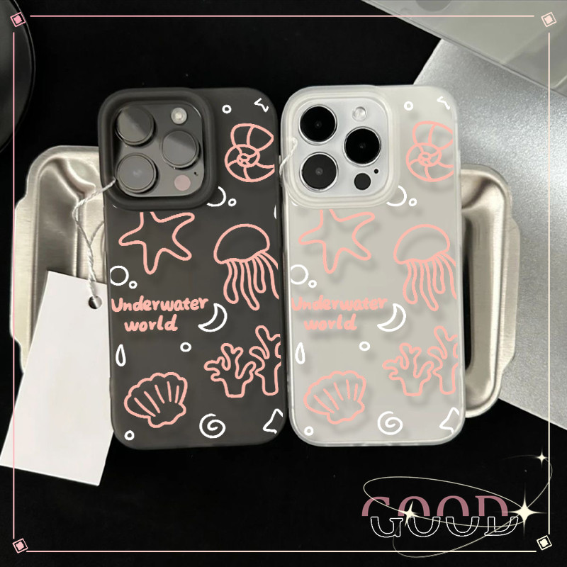 GOOD พท์การ์ตูน Matte น้ำแข็ง แมงกะพรุนเข้ากันได้กับ ฝาครอบโทรศัพท์นุ่ม IP15 14 13 12 11 Pro Max X Xr Xs Max 7 8 Plus
