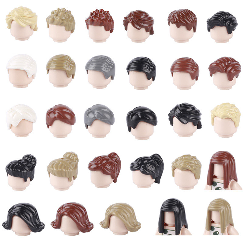 Moc ทรงผม Minifigure ผม French Braid ผมสั้นชายหญิงอนุภาคขนาดเล็ก Building Blocks ใช้งานร่วมกับ Lego ประกอบของเล่น