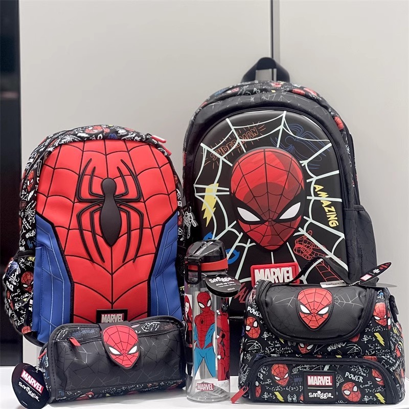 ออสเตรเลีย smiggle Spiderman ชุดกระเป๋านักเรียนผูกกระเป๋าอาหารชุดเครื่องเขียนกระเป๋าปากกา